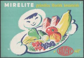 Villamosplakát: Mirelite gyümölcs, főzelék, készételek a KÖZÉRT-ből, 33,5×24 cm
