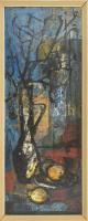 Vágfalvi Ottó (1925-2015): Csendélet. Olaj, farost, jelezve jobbra lent. Keretben, 80×30 cm
