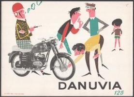 Villamosplakát: Danuvia 125 motorkerékpár, cigarettázó férfi, 33,5×24 cm