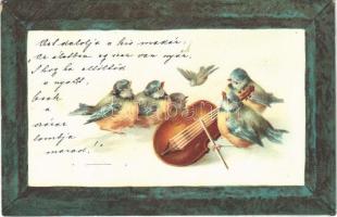 Birds with violin. litho (EK)