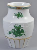 Herendi zöld Apponyi mintás váza. Kézzel festett, jelzett, hibátlan. m: 13,5 cm