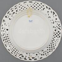 Herendi áttört csipkebogyó mintás dísztál. Kézzel festett, jelzett, hibátlan d: 24 cm