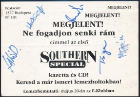 Southern Special együttes tagjainak aláírása az őket ábrázoló képen