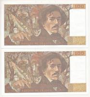 Franciaország 1987. 100Fr (2x) egyugrásos sorszámkövetők T:III 
France 1987. 100 Francs (2x) sequen...