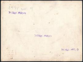 1941 Esküvői csoportkép, pecséttel jelzett fotó Szilágyi Mátyás műterméből, 18×24 cm