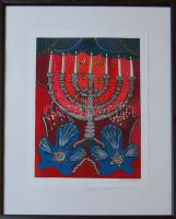 Gergely Nóra (1956-): Menóra 2008; tempera-akril, papír; szignált, keretben 30x42 cm