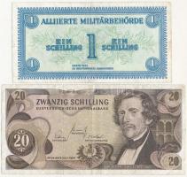 Ausztria 1944. 1Sch Szövetséges megszállás + 1967. 20Sch T:III Austria 1944. 1 Schilling Allied occupation + 1967. 20 Schilling C:F Krause P#103, P#142