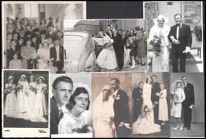 cca 1930-60 össz. 8 db esküvői fotó és fotólap, 2 db sérült, 14x9 és 24x18 cm közötti méretekben