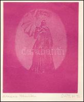 Szüts Miklós (1945-): Dédmama Abbáziában. Akvatinta, papír, jelzett. Lap szélén szakadásokkal. 12x9,...