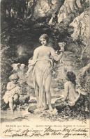 1905 Baden bei Wien, Quellen-Nymphe (Decken-Gemälde im Curhaus) / Erotic nude lady art postcard (EK)