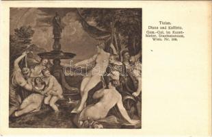 Diana und Kallisto. Gem.-Gal. im Kunsthistor. Staatsmuseum Wien Nr. 169. / Erotic nude lady art postcard. K.-V.W. Wien Nr. 1730. s: Tiziano