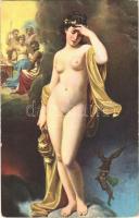 Habe nach ihrem Sturz / Erotic nude lady art postcard. Stengel s: Merlé (EK)