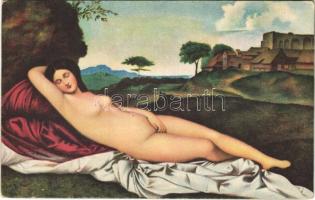 Schlummernde Venus / Erotic nude lady art postcard. Stengel s: Giorgione