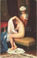 Am Morgen / Erotic nude lady art postcard. Stengel s: Fragonard (EK)