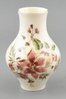 Zsolnay virágmintás porcelán váza, kézzel festett, jelzett, hibátlan. m: 17 cm