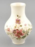 Zsolnay virágmintás porcelán váza, kézzel festett, jelzett, hibátlan. m: 17 cm