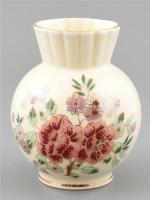 Zsolnay virágmintás porcelán váza, kézzel festett, jelzett, hibátlan. m: 12 cm