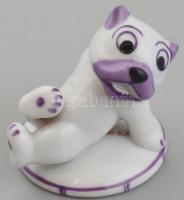 Porcelán kutya, kézzel festett, jelzett, hibátlan, m: 4,5 cm