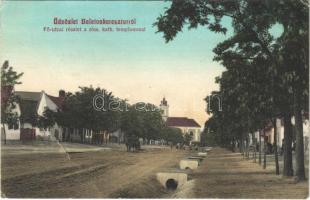 1916 Balatonkeresztúr, Fő utca, római katolikus templom. Hertelendy Sándor Géza kiadása (EB)