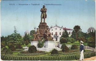 1914 Pola, Pula; Tegetthoff-Monument / WWI Austro-Hungarian Navy, K.u.K. Kriegsmarine, Admiral Tegetthoff monument, mariner. C. Fano Photochrom 1913. (EB)