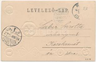 1900 Pecsétes dombornyomott üdvözlőlap / Greeting card with embossed seals. B.R.W. (EK)