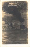 Hurra - Nach Italien! / WWI Austro-Hungarian Navy, K.u.K. Kriegsmarine art postcard, battleships