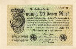 Német Birodalom/Weimari Köztársaság 1923. 20.000.000M, 50.000.000M, 100.000.000M T:II,II/III
