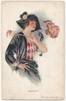 Masks Off! Lady in costume. Reinthal & Newman s: T. Earl Christy (EB)