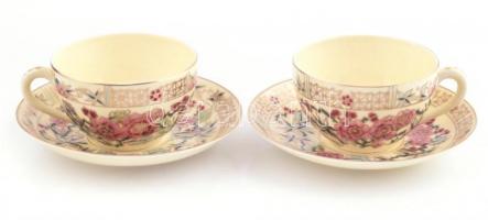 Zsolnay perzsa mintás porcelán mokkás csésze alátéttel, 2-2 db, jelzett, hibátlan, karton díszdobozb...
