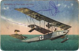 1917 Seeflugzeug im Fluge gegen den Feind / WWI Imperial German Navy (Kaiserliche Marine) seaplane, naval aircraft (EM)