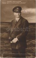 1917 Kapitän Schwartzkopf, Führer des U-Frachtschiffes "Bremen" / WWI Karl Schwartzkopf, Imperial German Navy (Kaiserliche Marine) commander of the "Bremen" blockade-breaking German merchant submarine (Disappeared at sea, September 1916) (fa)