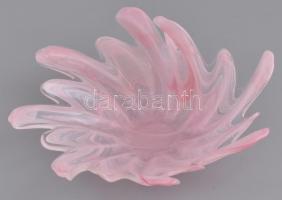 Muránói rózsaszín üveg tál, anyagában színezett, 21×17 cm