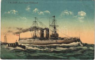 1912 SMS Erzherzog Franz Ferdinand az Osztrák-Magyar Haditengerészet Radetzky-osztályú csatahajója / K.u.K. Kriegsmarine / Austro-Hungarian Navy ironclad warship. naval flag. Guido Costalunga, Pola 1910. (EB)