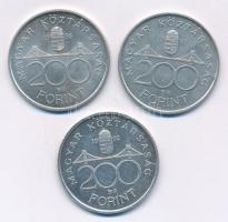 1992-1993. 200Ft Ag "MNB" (3db, 2xklf) T:1-,2 patina Adamo F13