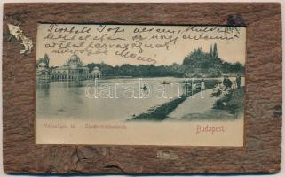 1898 (Vorläufer) Budapest XIV. Városligeti tó. Igazi fára ragasztva / glued on wood