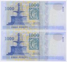 2015. 1000Ft (2x) közeli sorszámok "DB 7852965", "DB 7852968" T:I