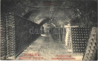 1909 Budapest XXII. Budafok, Törley Pezsgőborgyár belső, palackok rázása (EK)