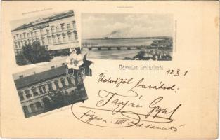 1898 (Vorläufer!) Szolnok, Tisza, Mátyás király szálloda, Tiszavidéki takarékpénztár. Szigeti fényképész, floral