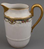 Limoges Jean Boyer porcelán teás csésze, 2 db + 2 db alj, nagy kiöntő + tejes kiöntő + 2 db sütemény...