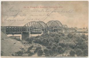 1904 Szentes, az új Tisza híd Szentes és Csongrád között. Untermüller Ernő kiadása (ázott sarok / wet corner)