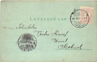 1898 (Vorläufer) Sopron, Oedenburg; Rathaus, Höhere-Tochter-Schule, Theater, Casino, Comitatsplatz, ...