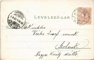 1899 (Vorläufer) Gyöngyös, Kossuth Lajos utca, Bábakő, Kálvária, puttó. Bendl Károly kiadása, floral...