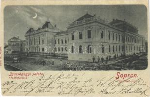 1899 Sopron, Igazságügyi palota, építkezés. Blum N. kiadása (vágott / cut)