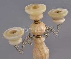 Ónix gyertyatartó, jó állapotban, m: 29 cm