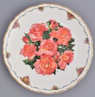 Royal Albert rózsás porcelán tál, matricás, jelzett, hibátlan, d: 21 cm