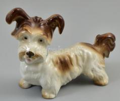 Német porcelán kutya figura. Kézzel festett, jelzett, hibátlan. 15x12 cm