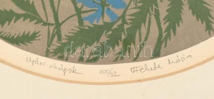 N. Fekete Mária (1942-): Nyári virágok. Linómetszet, papír, jelzett, számozott (100/32), üvegezett f...