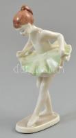 Hollóházi porcelán balerina, kézzel festett, jelzett, hibátlan m: 13 cm
