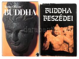 2 db könyv - Vekerdi József: Buddha beszédei. Bp., 1989, Helikon. + Téchy Olivér: Buddha. Bp., 1986, Gondolat. Kiadói egészvászon kötés, sérült papír védőborítóval, egyébként jó állapotban.