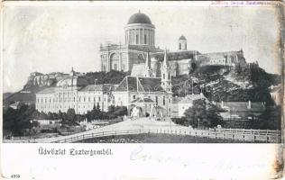 1903 Esztergom, Bazilika és Prímási palota. Kardos Dezső kiadása (vágott / cut)